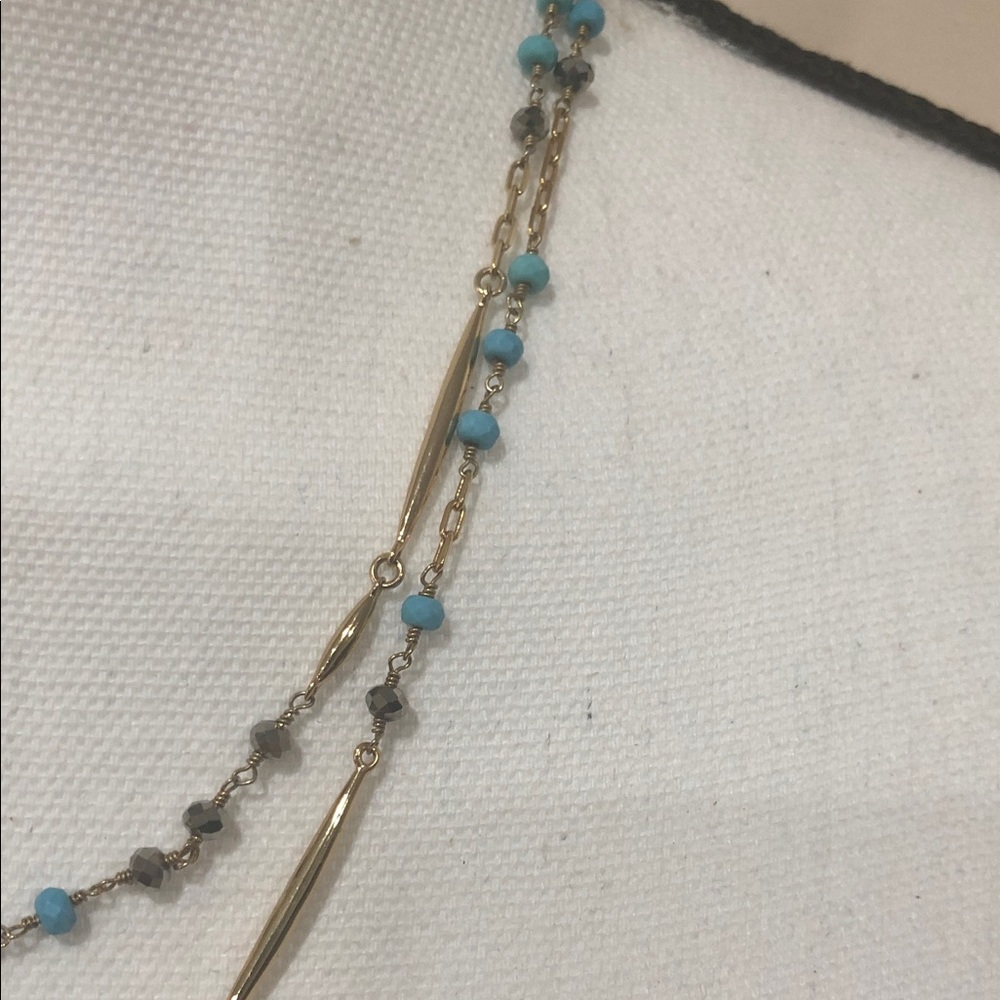 Stella & Dot Gold Necklace with Turquoise Accents - Picture 4 of 5